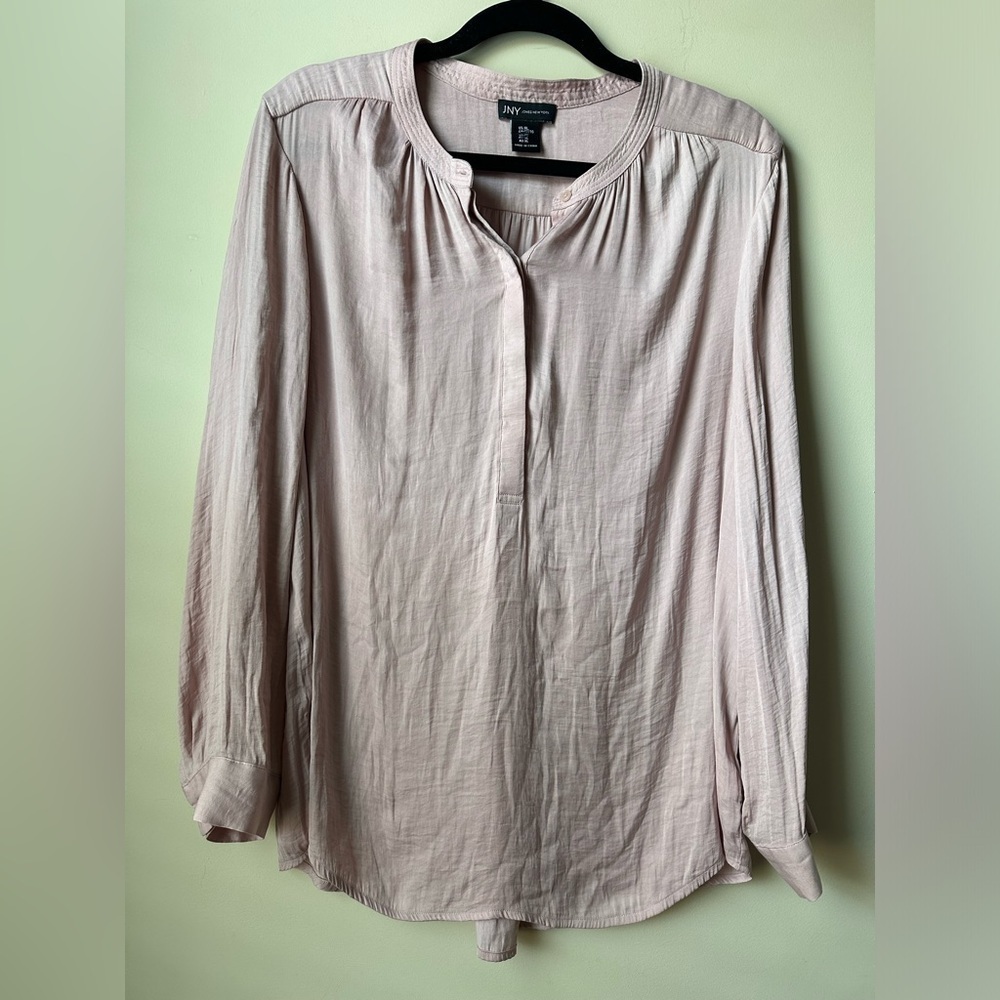 JNY JONES NEW YORK Women’s Long Sleeve Blouse Button Front Top Sz XL